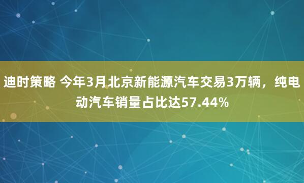 迪时策略 今年3月北京新能源汽车交易3万辆，纯电动汽车销量占比达57.44%